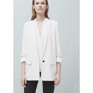 Mango Ruched Sleeve Blazer